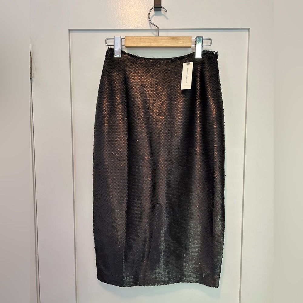 Anthropology Paper Crown Black Sequin Skirt BNWT